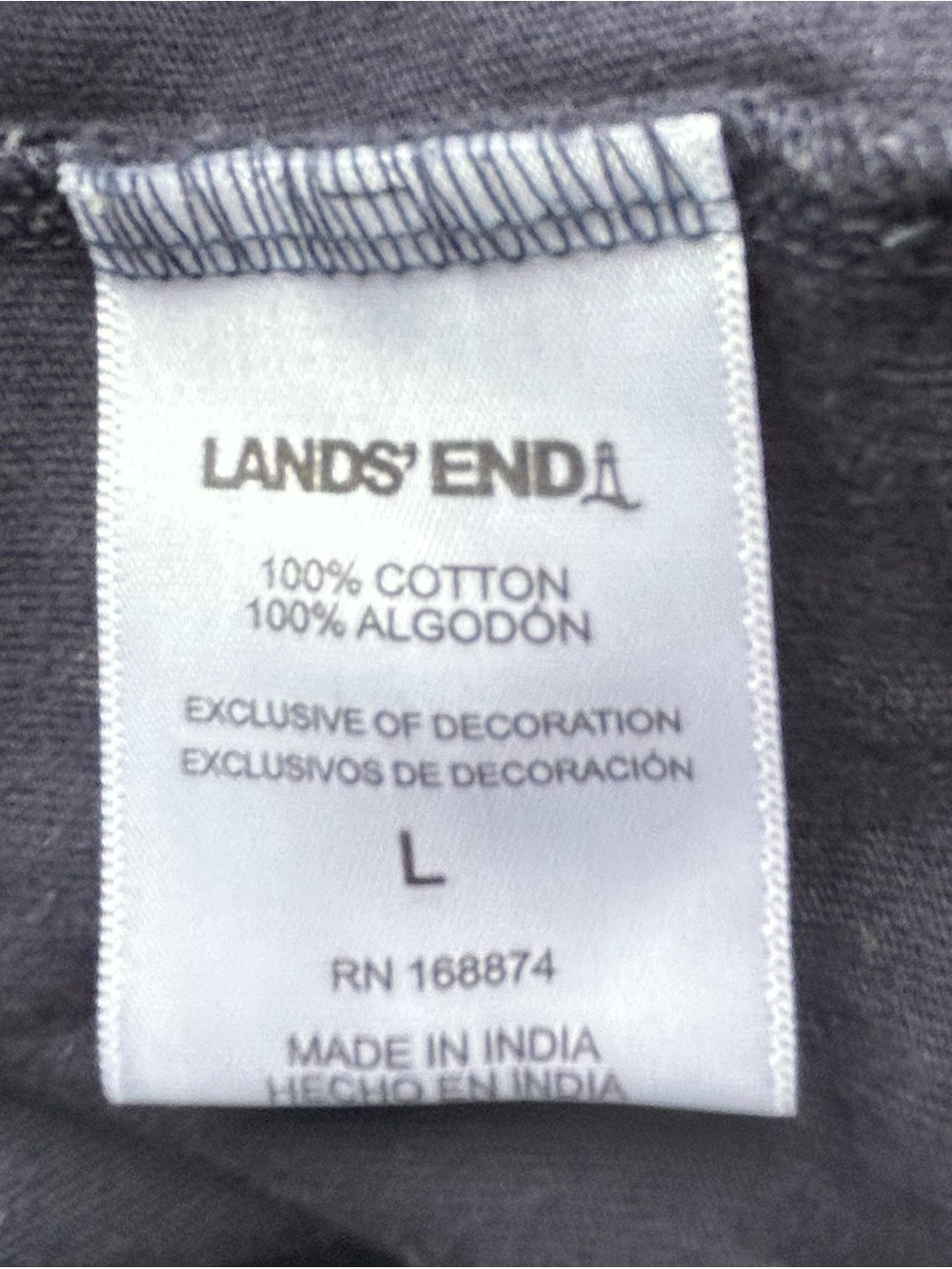 LANDS’ END Cotton Sleeveless Navy Dress Coverup Embroidered Pockets Size L - Picture 6 of 7